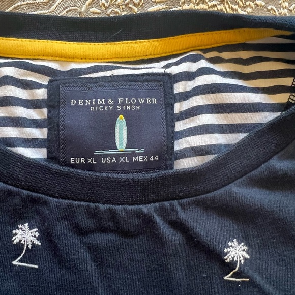 Palm Tree Denim & Flower Ricky Sinngh XL shirt - Picture 4 of 5